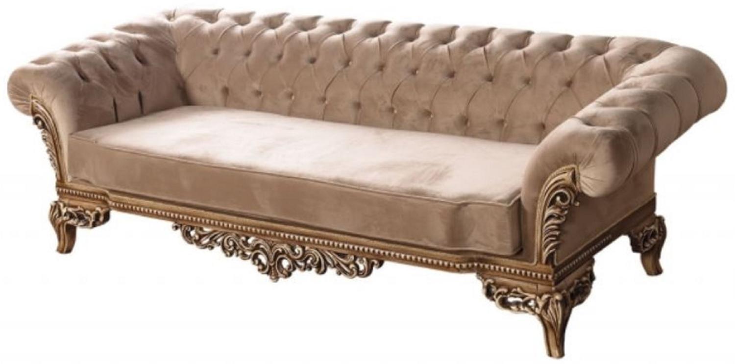 Casa Padrino Luxus Barock Chesterfield Sofa Braun - Prunkvolles Wohnzimmer Sofa im Barockstil - Barock Wohnzimmer Möbel - Edel & Prunkvoll Bild 1