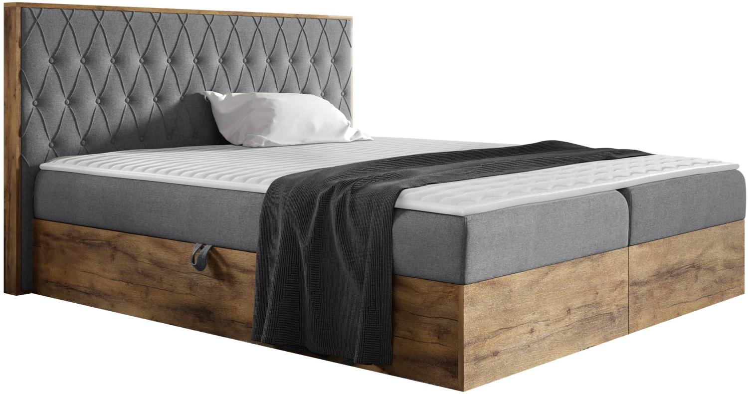 Boxspringbett Worik VI, Grau, 180 x 200 cm Bild 1