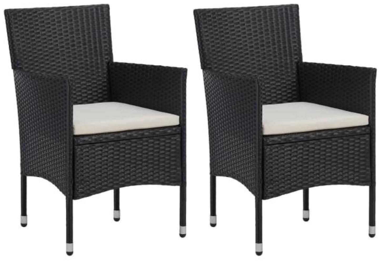 vidaXL Garten-Essstühle 2 Stk. Poly Rattan Schwarz 46179 Bild 1