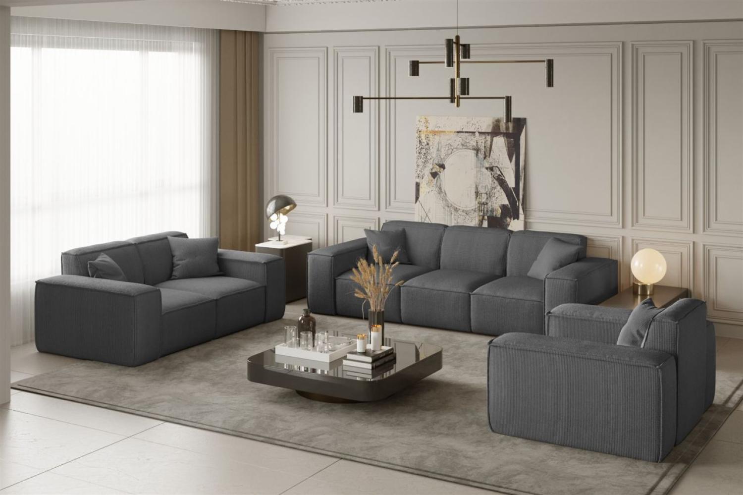 Sofaset Designersofa CELES 3-2-1 in Stoff Scala Grau Bild 1