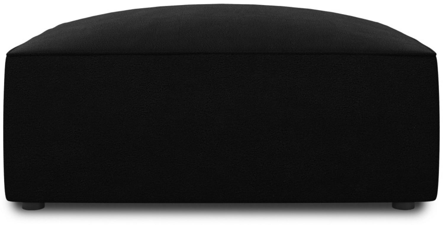 Micadoni Samtstoff Pouf Hocker Ruby | Bezug Black | Beinfarbe Black Plastic Bild 1