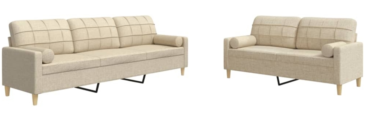 vidaXL 2-tlg. Sofagarnitur mit Dekokissen Creme Stoff 3278337 Bild 1