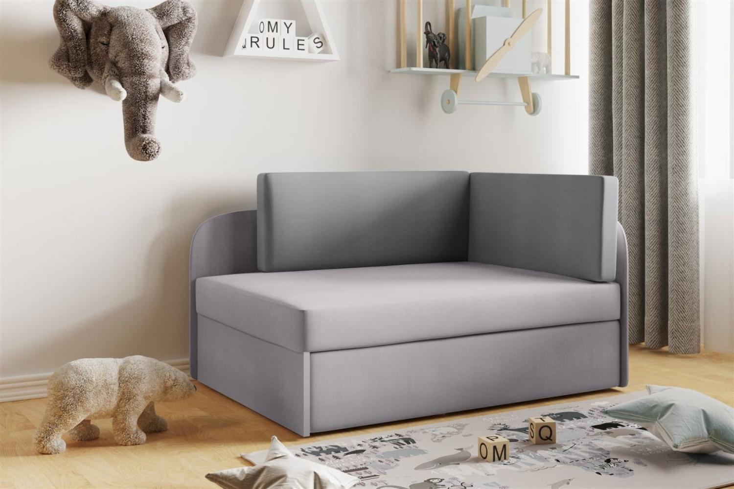 Sofa Kindersofa Schlafsofa inkl. Bettkasten MAILO Seite Links Stoff Grau Bild 1