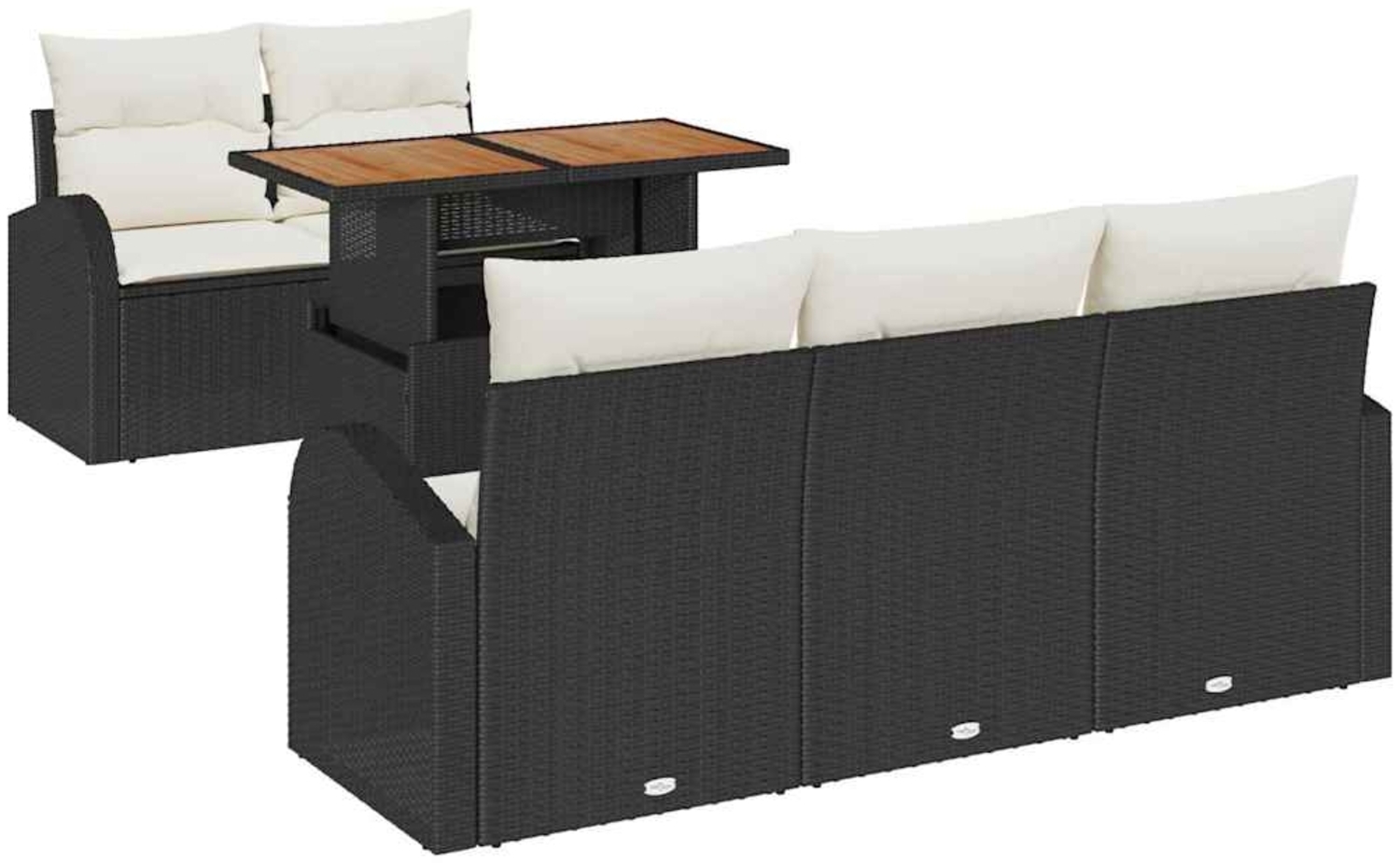 vidaXL Garten-Sofa-Set mit Kissen 6 pcs Schwarz und Creme 3349522 Bild 1