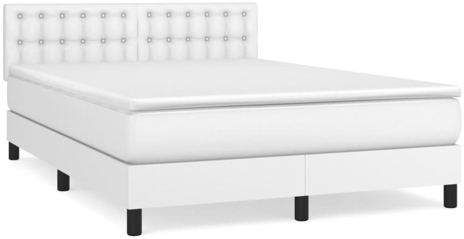 vidaXL Boxspringbett mit Matratze Weiß 140x200 cm Kunstleder 3141126 Bild 1