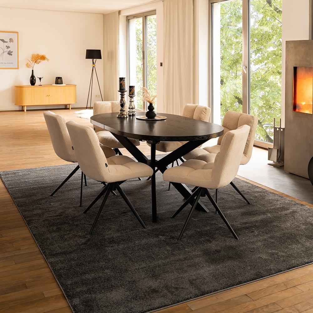 HOME DELUXE Esstisch Oval Ausziehbar AVENTI inkl. Sternfuß - 160-200 x 100 cm Dark Oak Bild 1