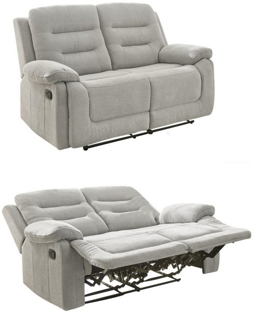 luma-home 2-Sitzer 15502, Sofa mit halbautomatischer Relaxfunktion 162 cm breit, Federkern, Wellenunterfederung, Bezug Chenille Grau Bild 1