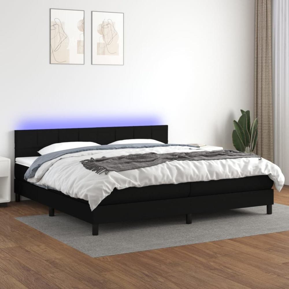 Boxspringbett mit Matratze & LED Stoff Schwarz 200 x 200 cm, Härtegrad: H2 [3133183] Bild 1