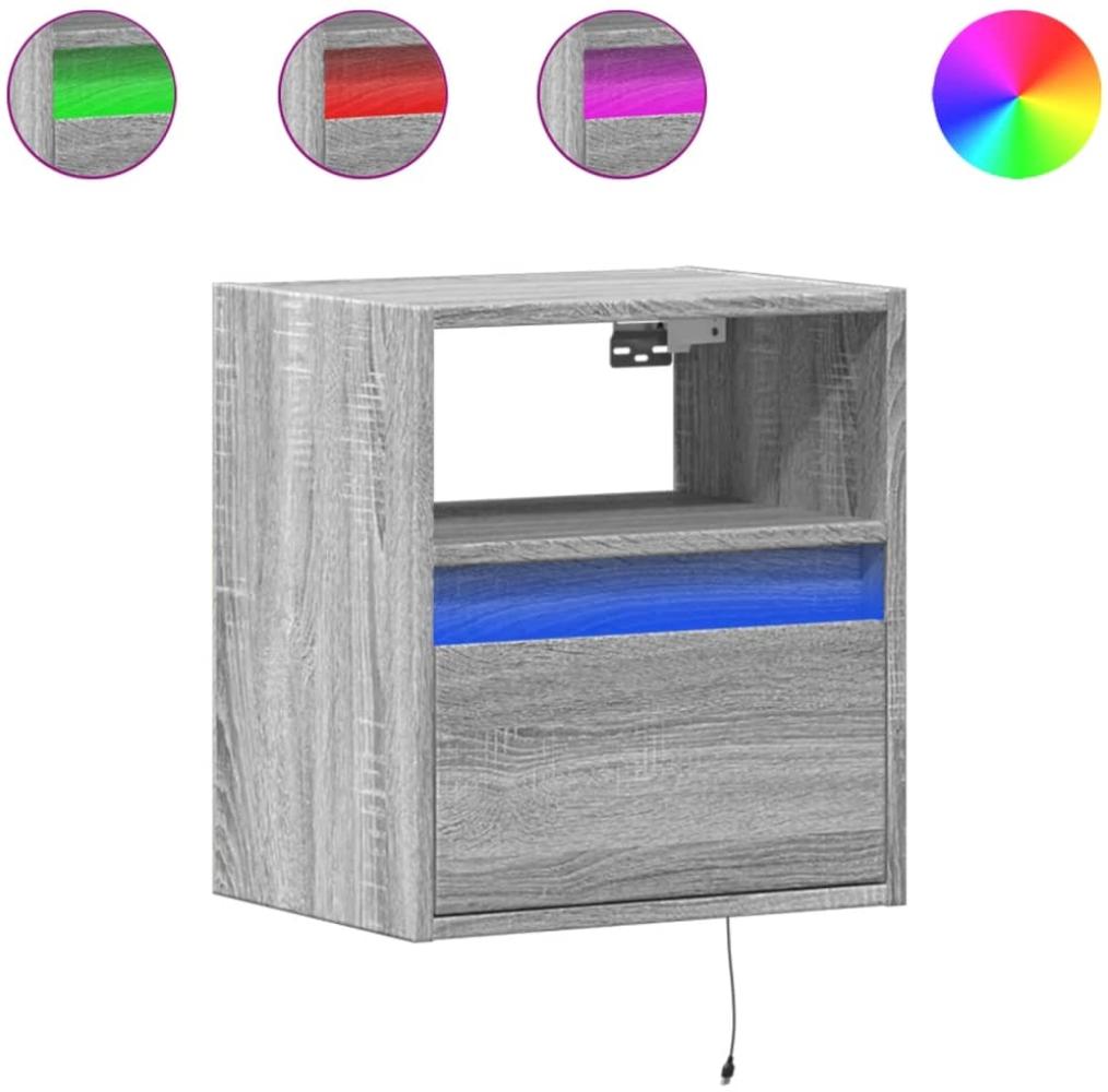 vidaXL Wand-Nachttische mit LED-Leuchten 2 Stk. Grau Sonoma 3307986 Bild 1