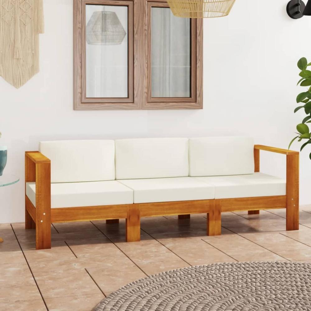 vidaXL 4-Sitzer-Gartensofa mit Cremeweißen Auflagen Massivholz Akazie 3057928 Bild 1