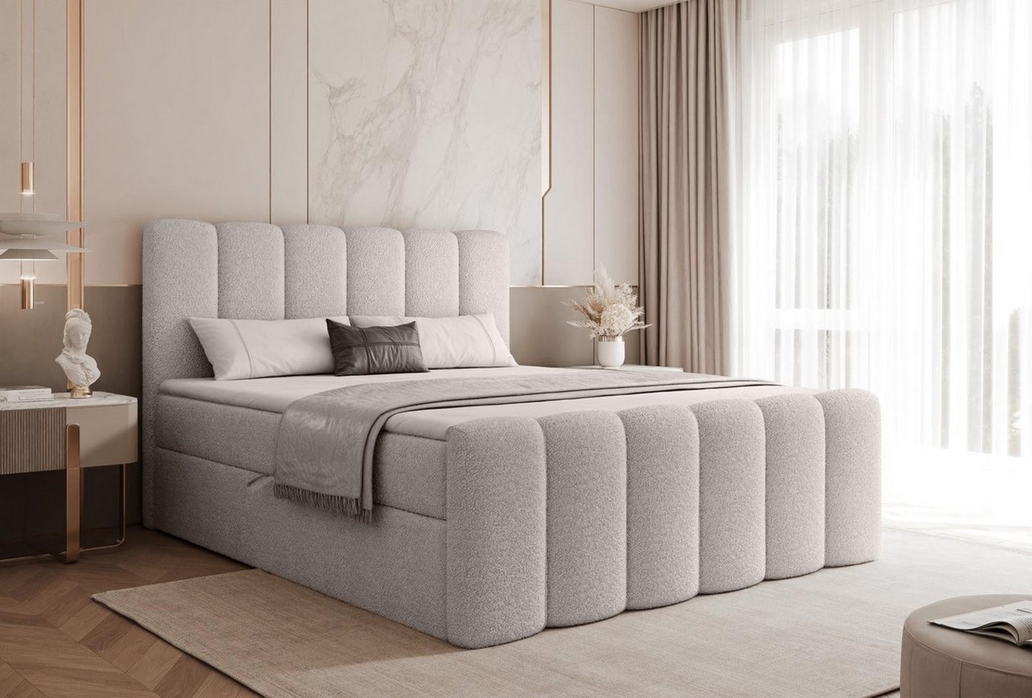 Compleo Boxbett BUBBLE, Wolkenbett, Bequem, Bonell, Topper, Doppelbett gepolstertes Kopfteil mit Bettkasten Bild 1