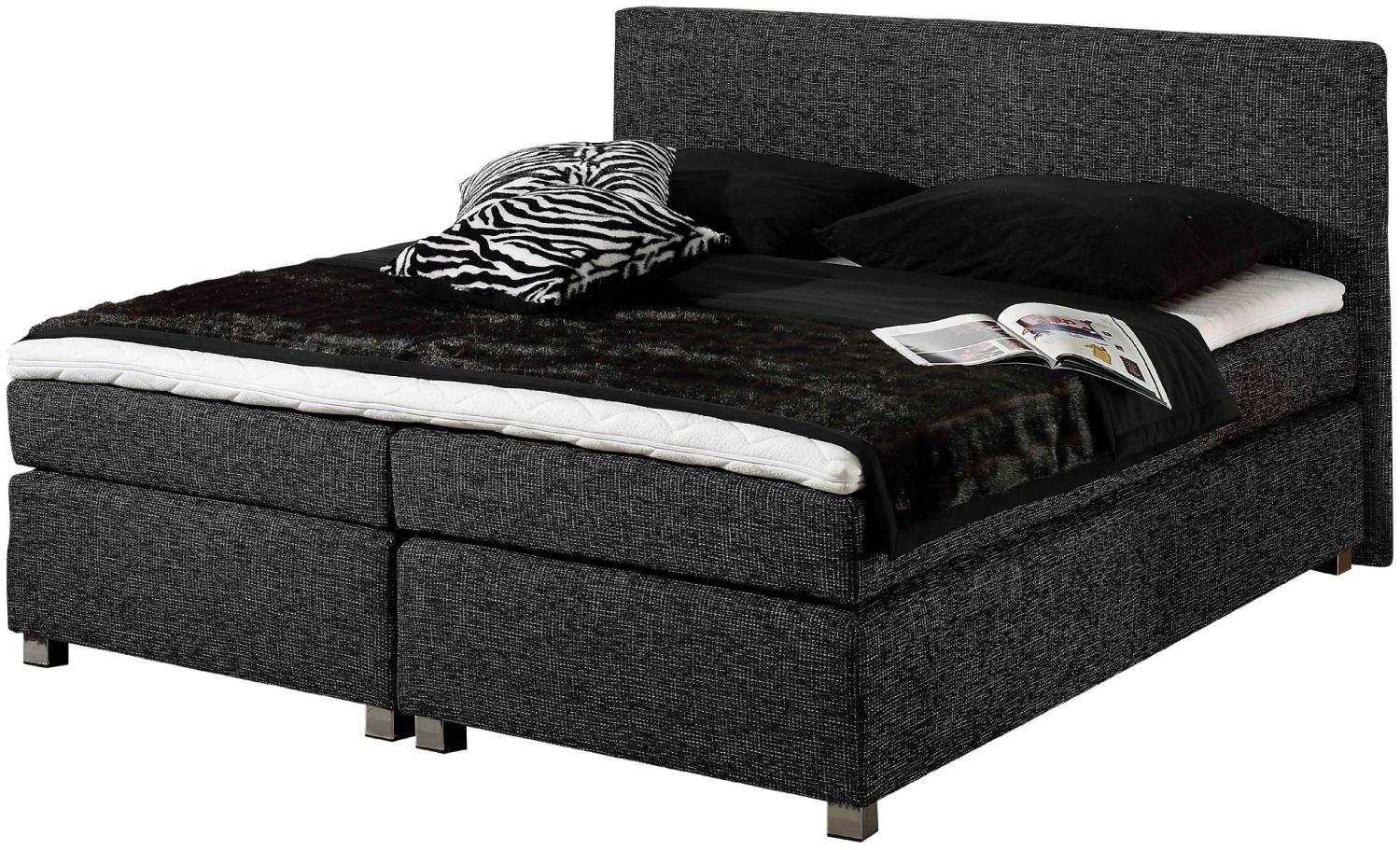 Maintal Boxspringbett Howard, 140 x 200 cm, Strukturstoff, 7-Zonen-Kaltschaum Matratze H2, anthrazit Bild 1