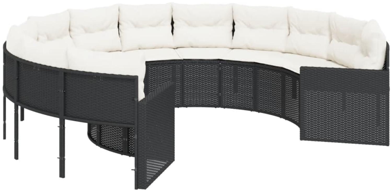 vidaXL Gartensofa mit Kissen Rund Schwarz Poly-Rattan 3318531 Bild 1