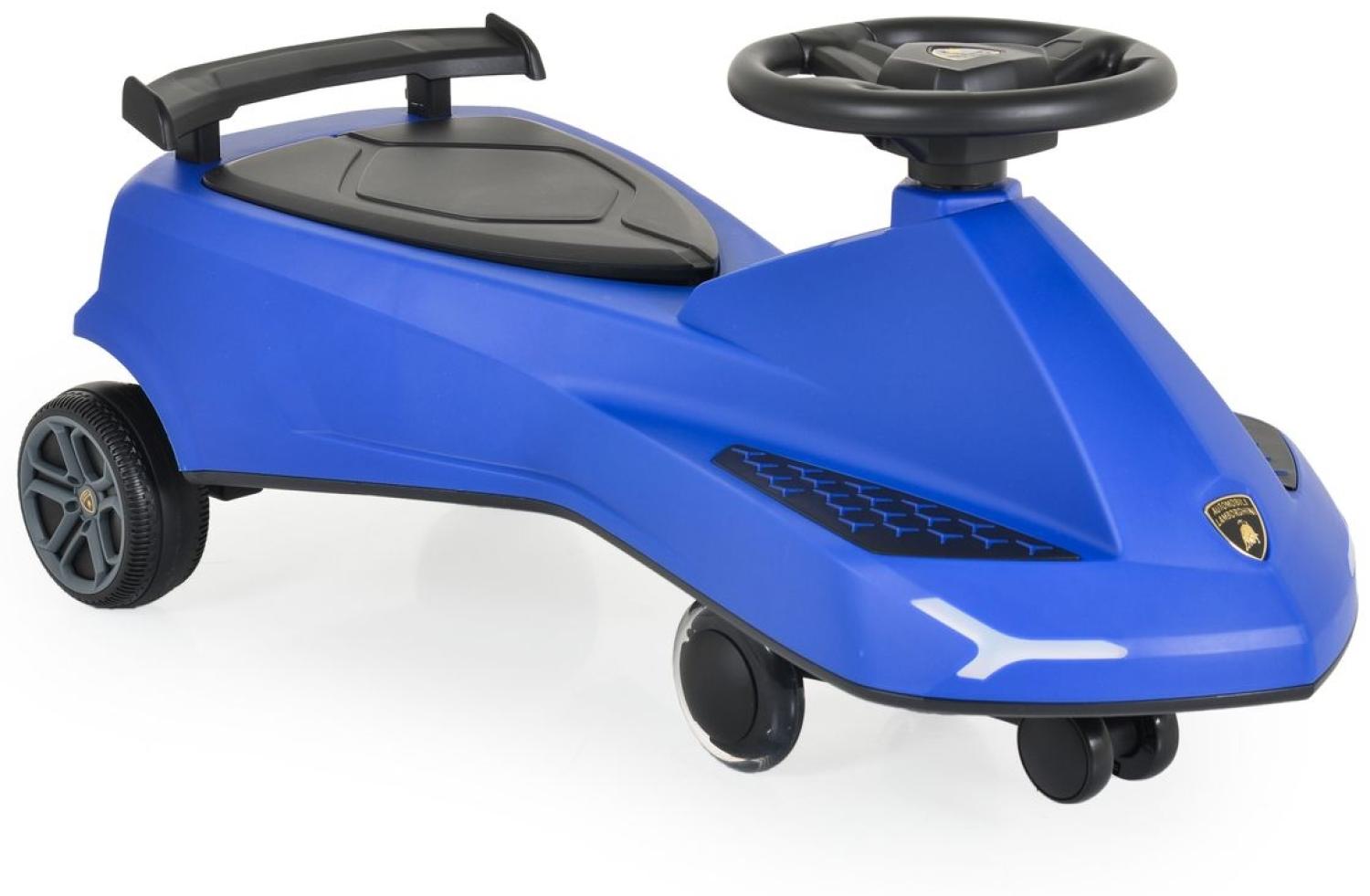 Moni Kinder Rutschfahrzeug Lamborghini Swing Car Musikfunktion Lichter bis 110kg blau Bild 1