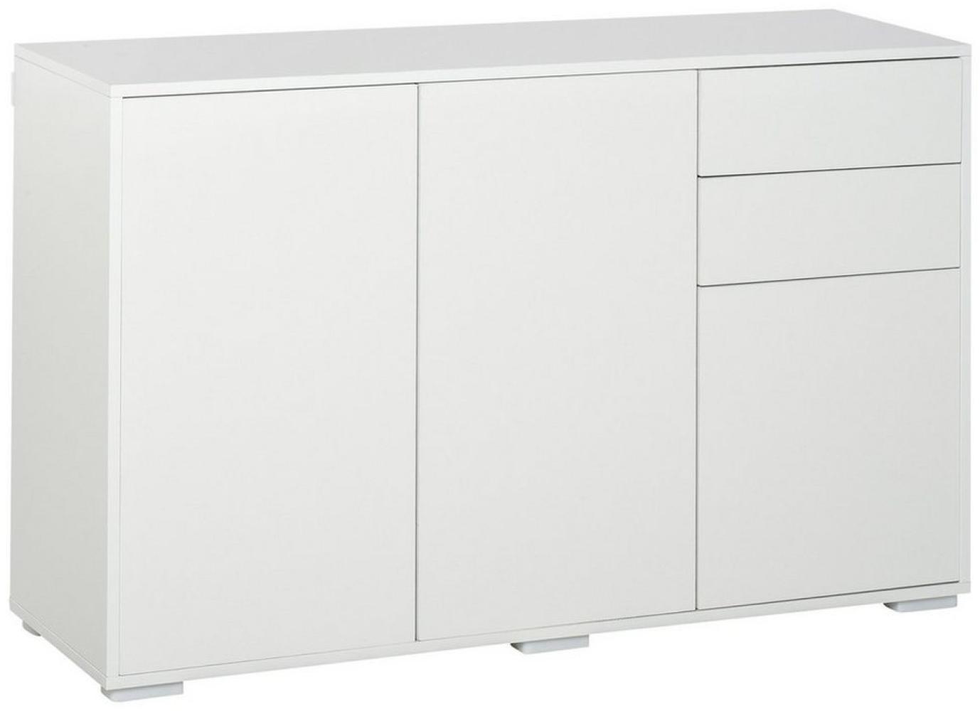 HOMCOM Beistellschrank Mehrzweckschrank Aktenschrank mit 2 Schublade 3 Türen (Aufbewahrungsschrank, 1-St, Sideboard) Hochglanz Weiß 117 x 36 x 74 cm Bild 1