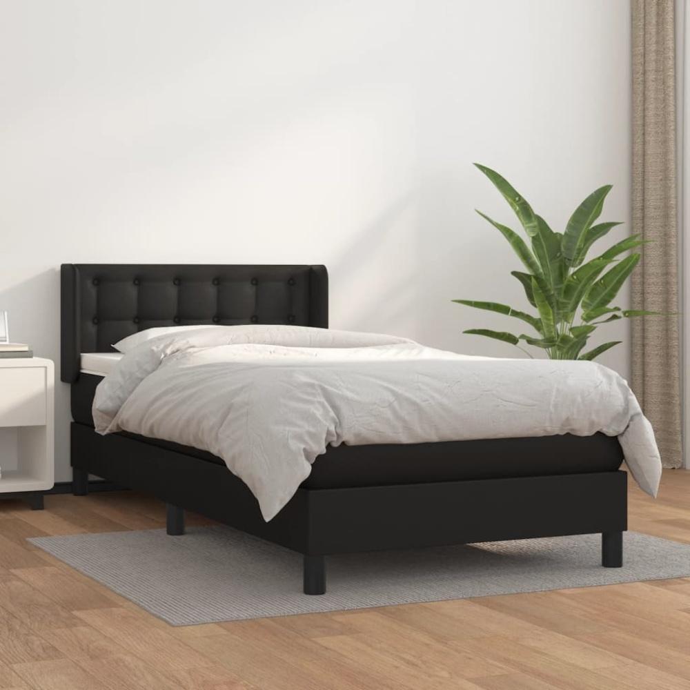 vidaXL Boxspringbett mit Matratze Schwarz 80x200 cm Kunstleder, Härtegrad: H2 [3130745] Bild 1