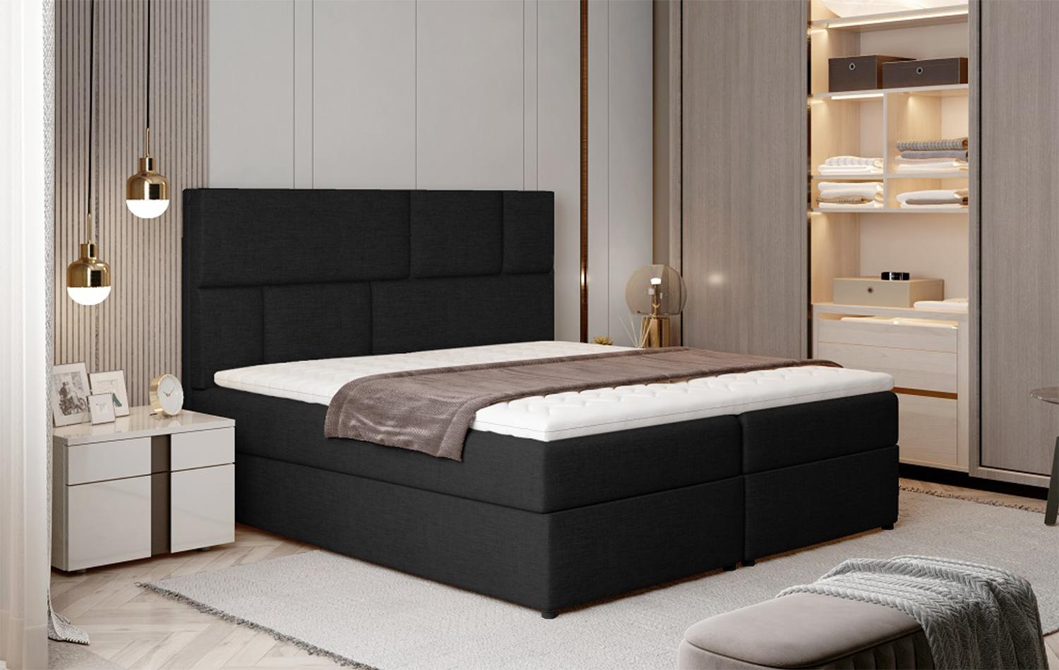 Florence 185x210, Boxspring Bett, Schwarz Bild 1