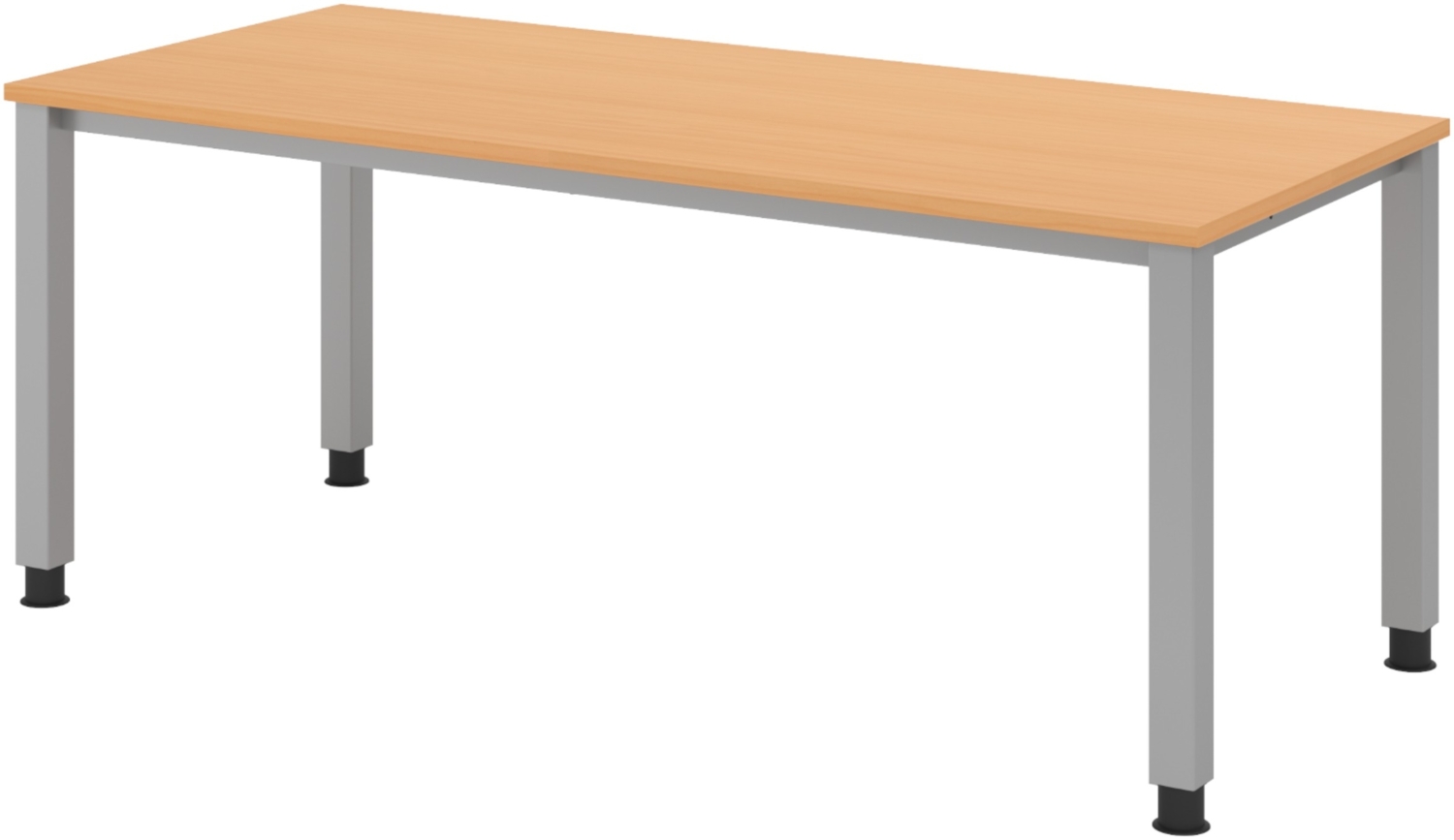 bümö manuell höhenverstellbarer Schreibtisch 180x80 cm in Buche - PC Tisch höhenverstellbar & groß, höhenverstellbarer Tisch Büro, großer Computertisch verstellbar, Q-Serie, QS-19-6 Bild 1