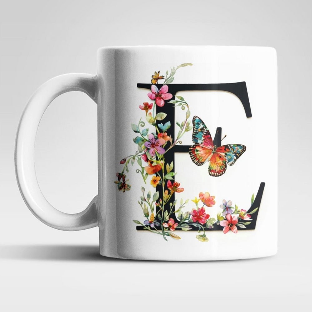 WS-Trend Tasse Name A bis Z Blumen Schmetterlinge Kaffeetasse Teetasse Geschenkidee, Keramik Bild 1