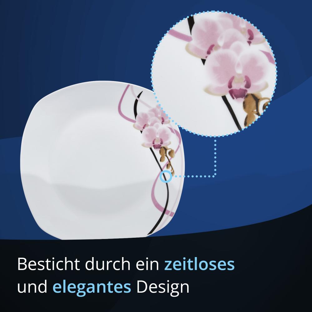 KHG | Kombiservice im klassischen Design mit Orchidee-Blumenmuster | Geschirrset 30-teilig 6 Personen | Kaffeeservice & Tafelservice aus Porzellan in weiß/rosa Bild 1