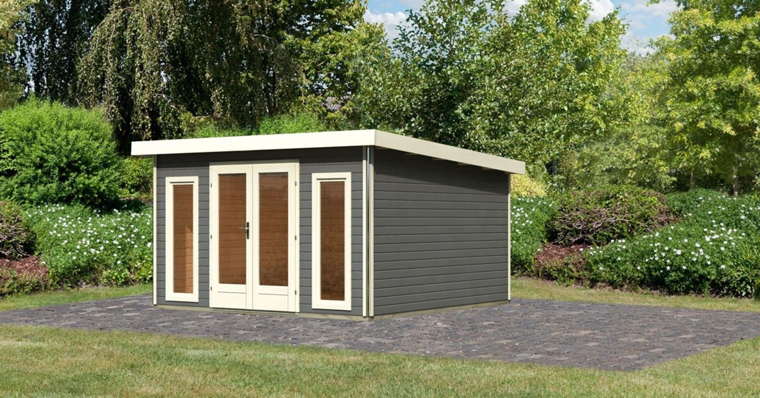 Gartenhaus Radeburg 3 - 369x369 cm, 40 mm Holz terragrau, Karibu Bild 1