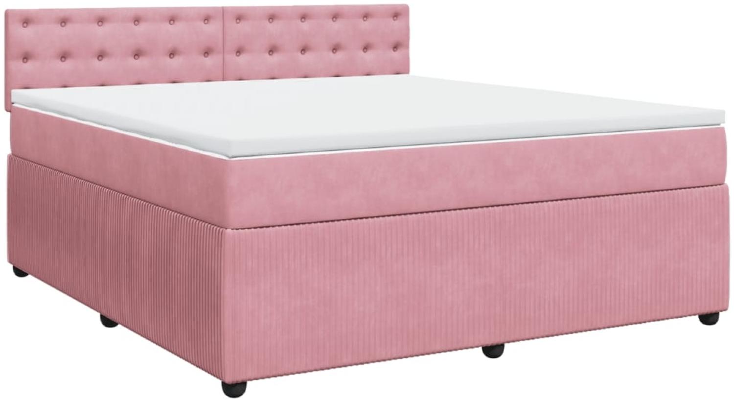 vidaXL Boxspringbett mit Matratze Rosa 180x200 cm Samt 3287823 Bild 1