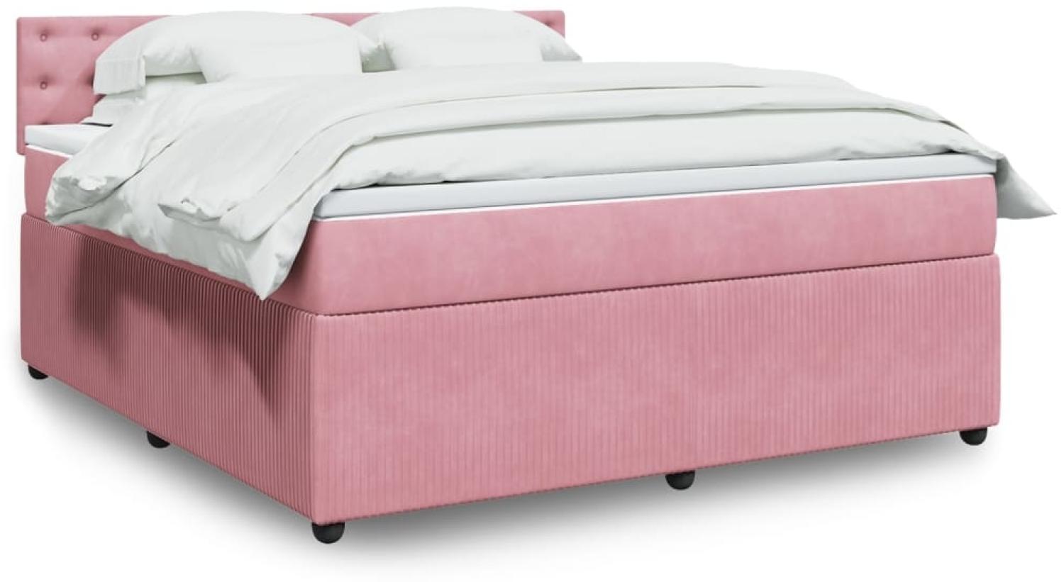 vidaXL Boxspringbett mit Matratze Rosa 180x200 cm Samt 3287823 Bild 1