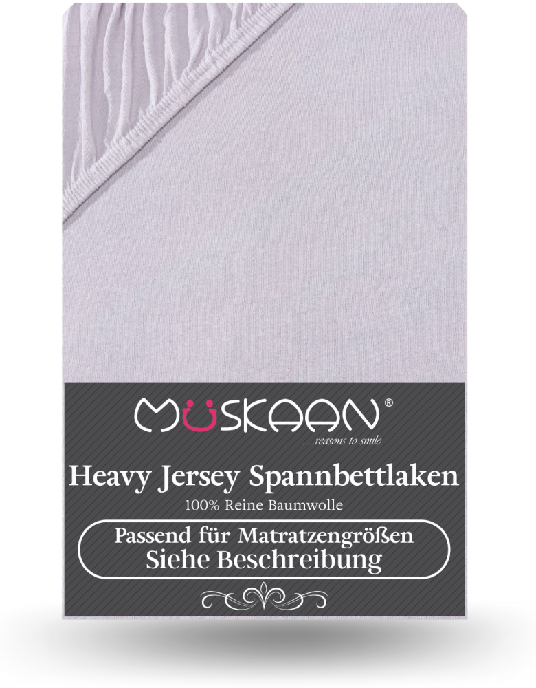 Müskaan - Premium Jersey Spannbettlaken 180x200 cm - 200x200 cm 100% Baumwolle 160 g/m² silber Bild 1