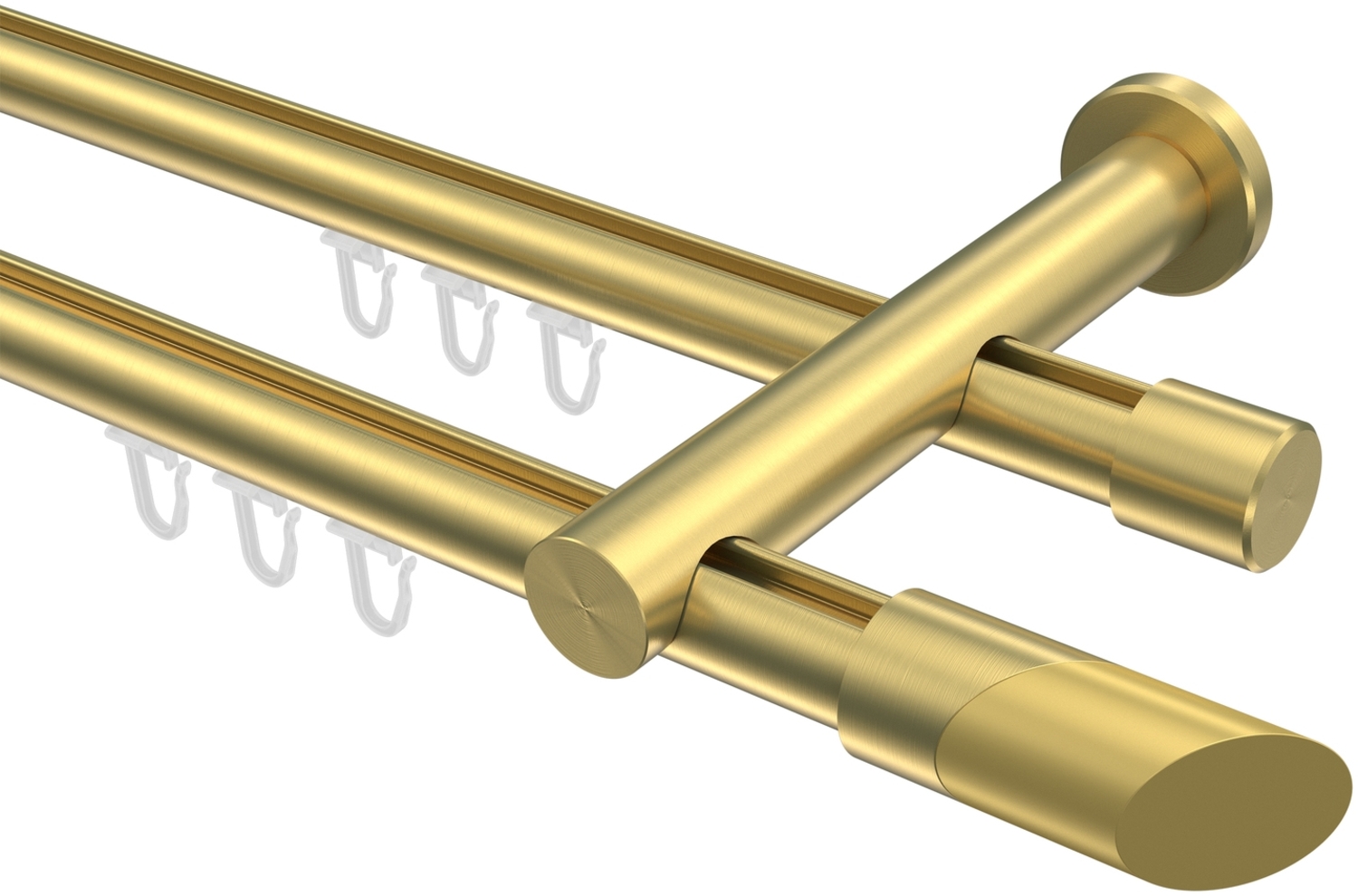 Innenlauf-Gardinenstangen-Set Platon Verano 100 cm, 2-läufig, 20 mm Ø Messing-Optik Bild 1