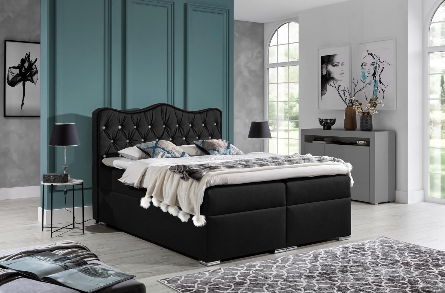 99rooms Figaro Boxspringbett Velours ROYAL VELVET Schwarz 120x200 cm Bild 1