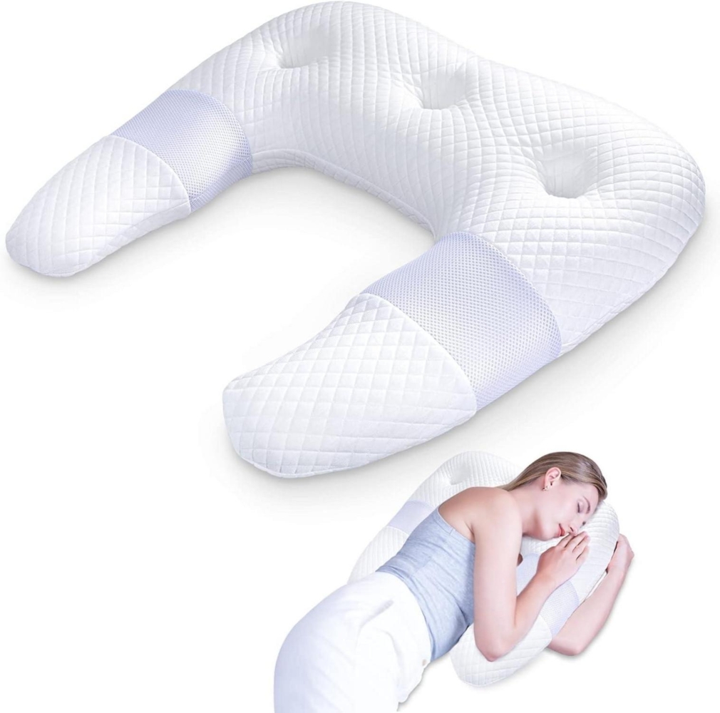 SAHEYER U-förmiges Memory Foam Nackenkissen Weiß 60,8 × 65 × 12 CM Bild 1