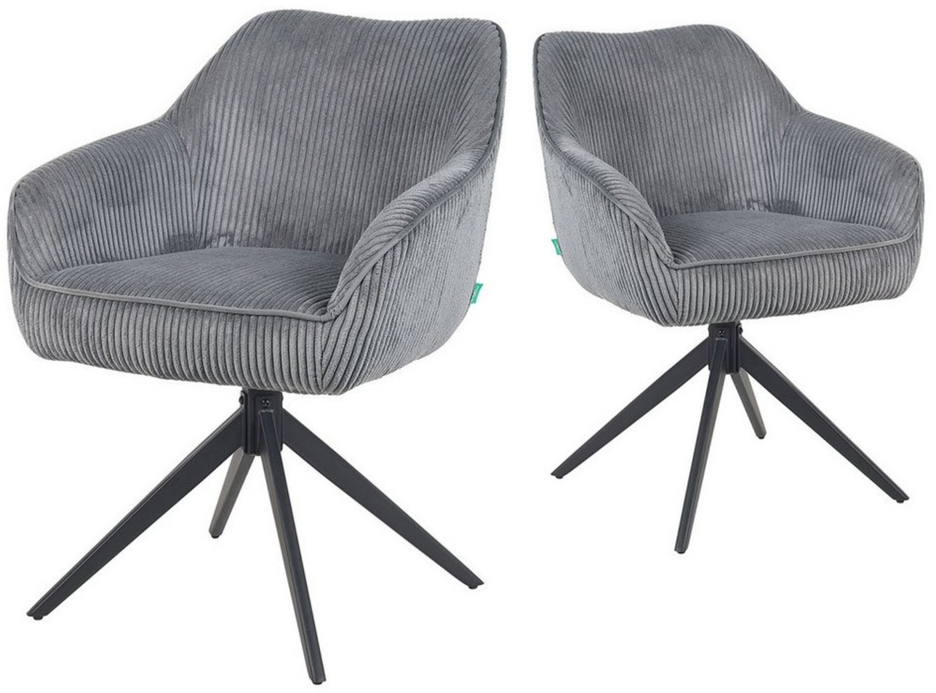 DUBI Möbel Polsterstuhl Mika-Kian 2er-Set, Federkern, pulverbeschichtet, 360° drehbar im 2er-Set Bild 1