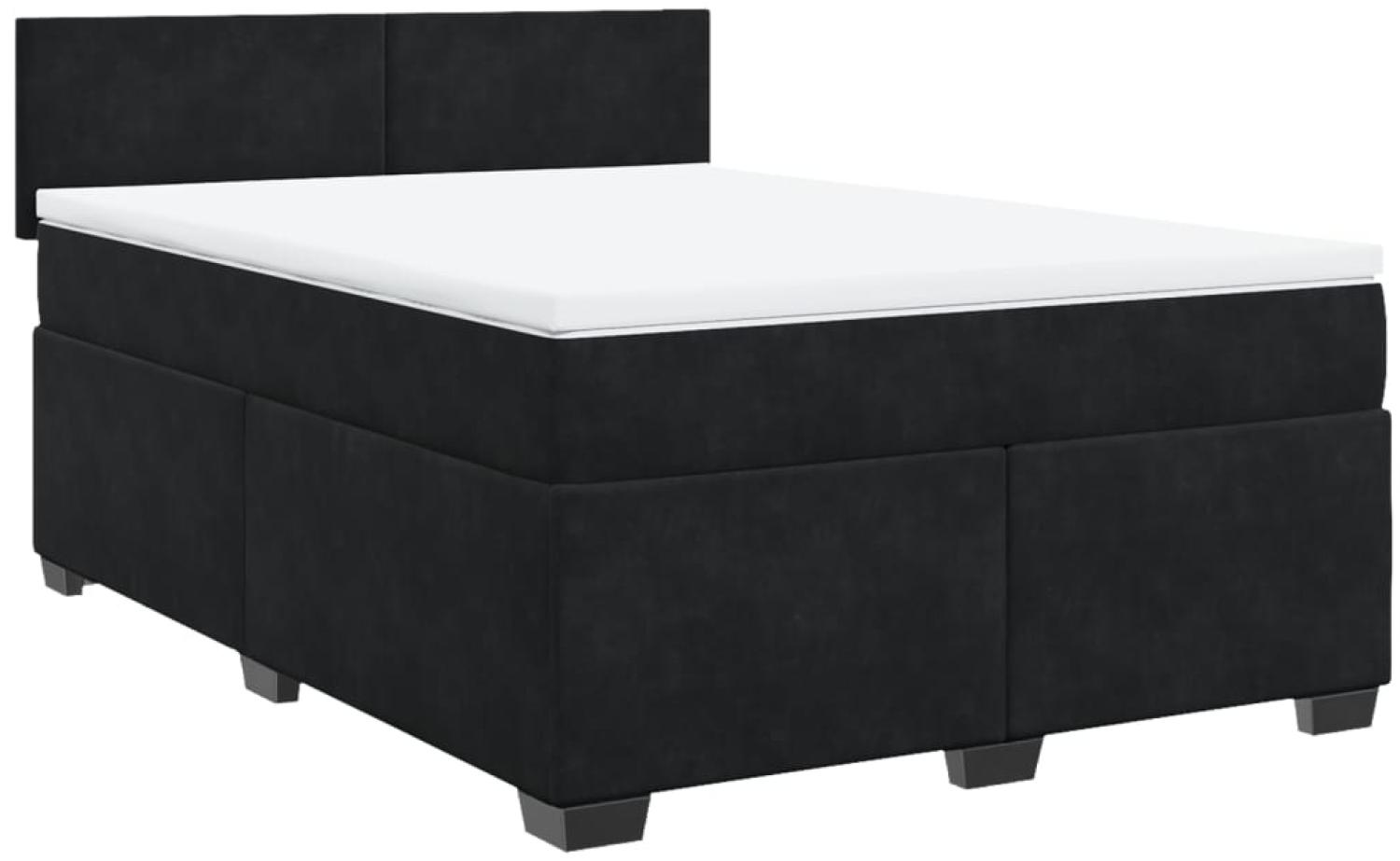 vidaXL Boxspringbett mit Matratze Schwarz 140x190 cm Samt 3286302 Bild 1