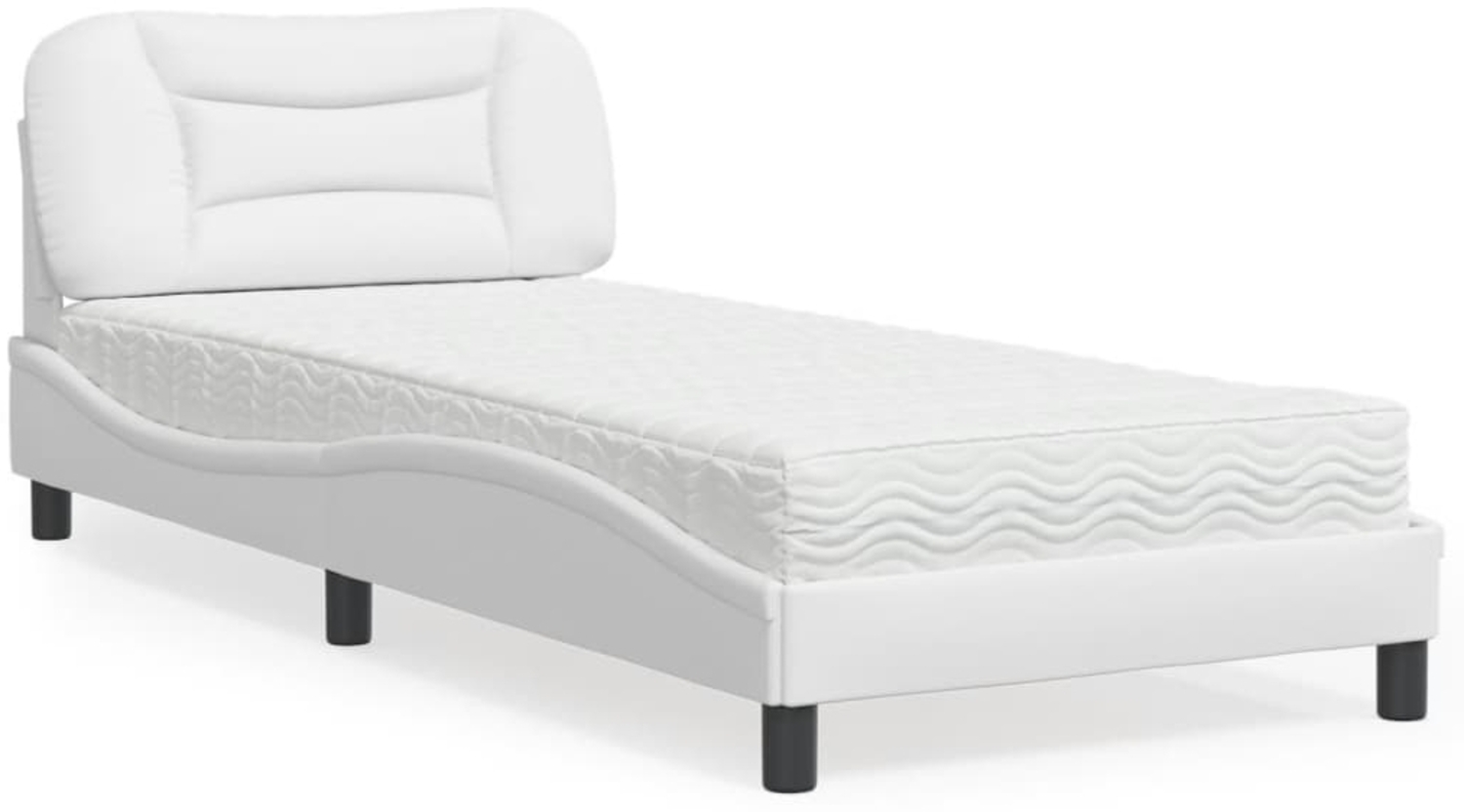 vidaXL Bett mit Matratze Weiß 90x190 cm Kunstleder 3208690 Bild 1