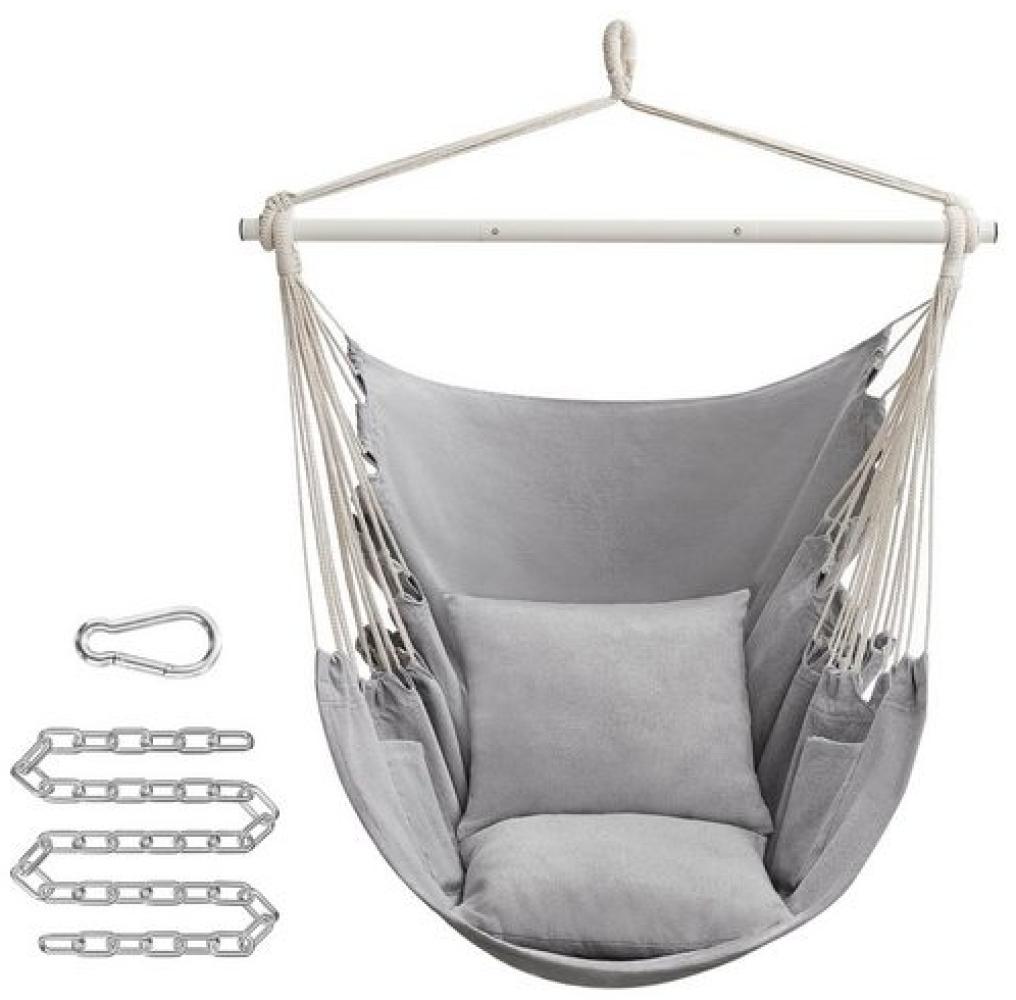 Songmics Hängesessel, Hängeschaukel, Hängestuhl mit 2 Kissen, Metallkette, bis 150 kg belastbar, Indoor und Outdoor, Wohnzimmer, Schlafzimmer, taubengrau GDC197G01 Bild 1