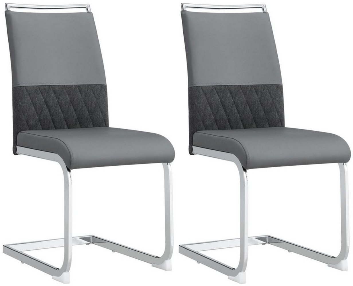 Flieks Freischwinger, 2er Set Polsterstuhl Esszimmerstuhl Kunstleder+Leinen Bild 1