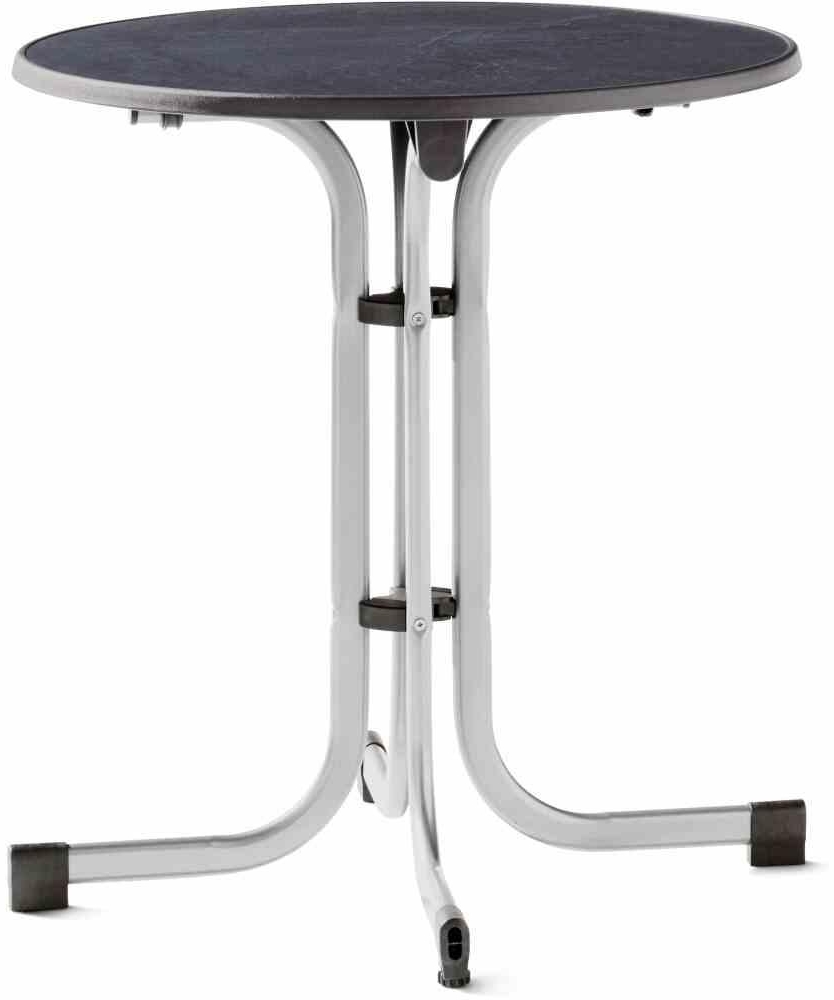 SIEGER Boulevard-Klapptisch, Ø 70x72 cm, graphit Gestell aus Stahl in graphit, Tischplatte aus Mecalit®-Pro in anthrazit Bild 1