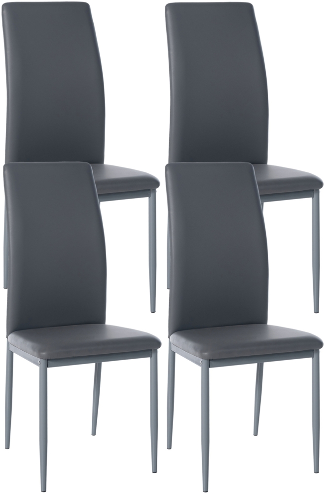 DELUKE® 4er Set Esszimmerstühle SAVINO Kunstleder - 99x41,5x40cm, grau, Kunstleder Metall Gestell Stühle Esszimmerstühle Stuhl Esszimmer Esstisch Stühle Küchenstuhl Bild 1