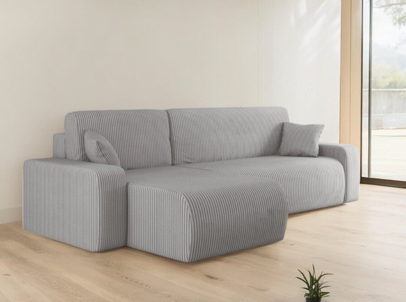 Compleo Ecksofa mit Schlaffunktion und Bettkasten JOLI Cordstoff, Breite: 244 cm, Modern Wohnzimmer Bild 1