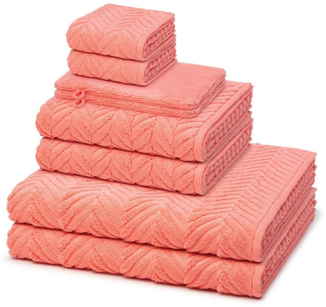 Ross Sensual Skin Zopf 8 tlg. Frottier-Set - 2 X Handtuch (50 X 100cm), 2 X Duschtuch (75 X 140cm), 2 X Gästetuch (30 X 50cm), 2 X Waschhandschuh (16 X 22cm) - 500 g/m2 - Peach Pink Bild 1