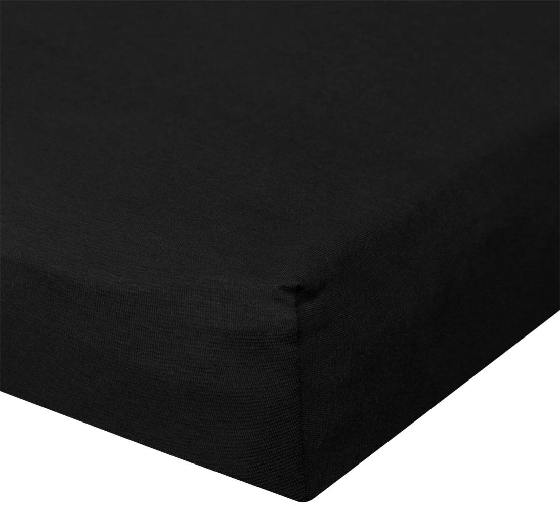 BettwarenShop Jersey Spannbetttuch Ultra-Stretch|120x200 - 130x220 cm| schwarz Bild 1