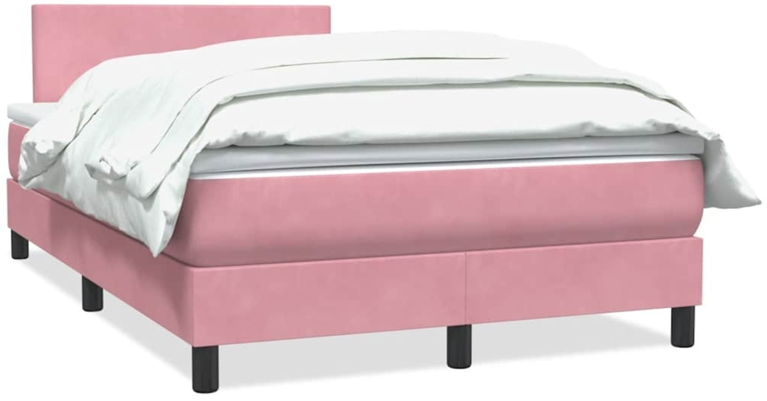 vidaXL Boxspringbett mit Matratze Rosa 120x220 cm Samt 3316064 Bild 1