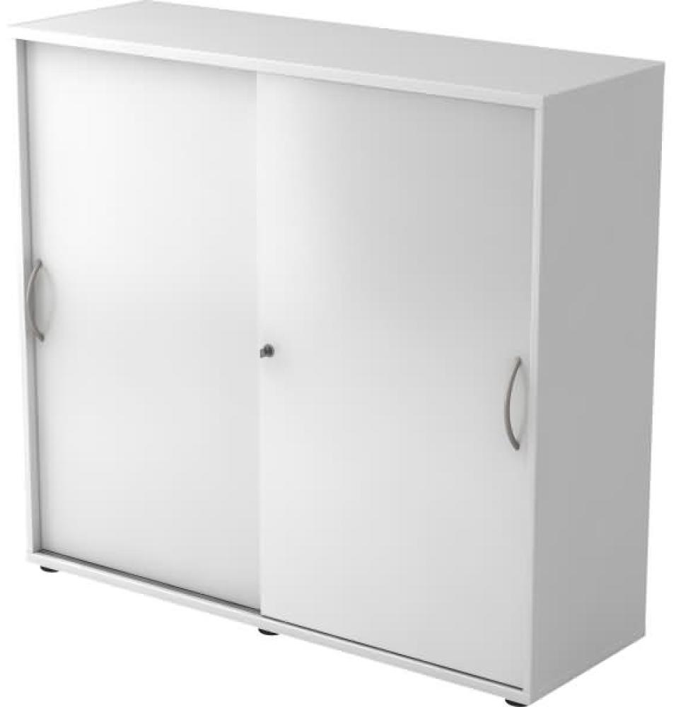 Schiebetürschrank 3 Ordnerhöhen, 120cm BM Weiß Bild 1