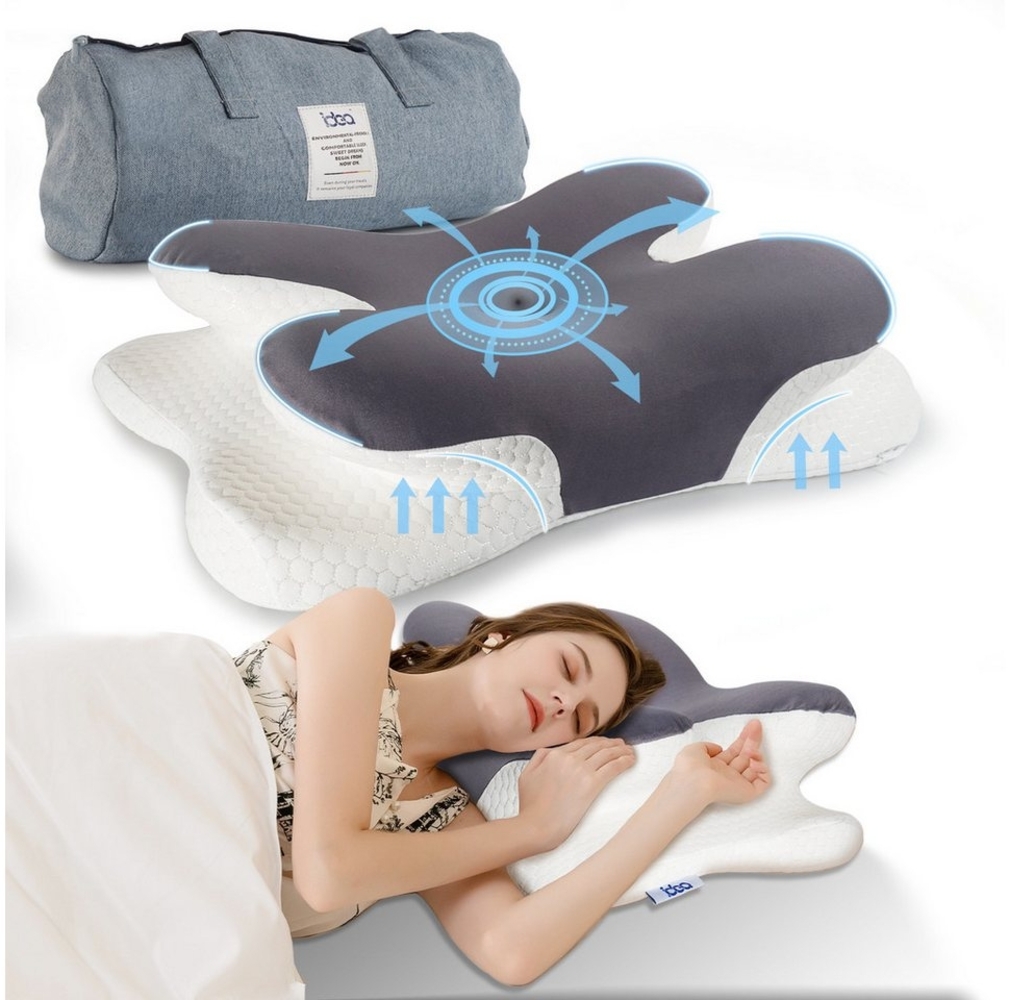 Esun Kopfkissen Nackenkissen, Memory Foam Kissen Nackenstützkissen Kopfkissen, Füllung: Kissenbezug besteht aus 18% Elasthan und 82% Nylon, Seitenschlafer, Rückenschlafer, Bauchschlafer, Set, Kissen vom OEKO-TEX® und CertiPUR Getestet, Kissen mit Reise... Bild 1