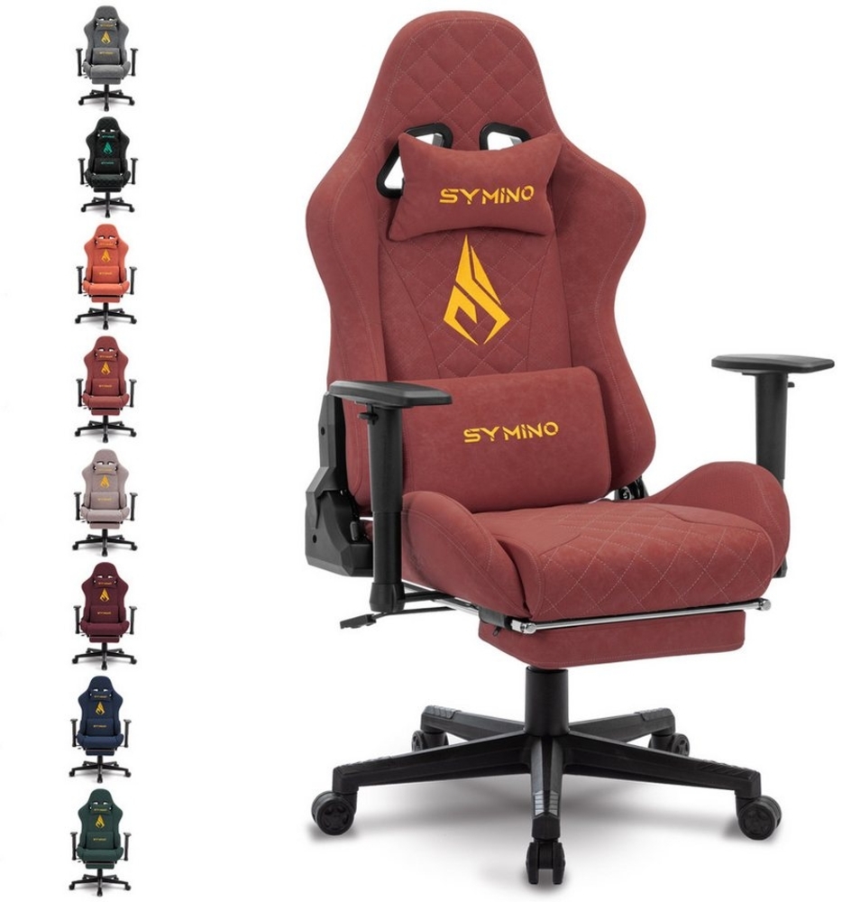 symino Gaming-Stuhl Ergonomischer Stuhl, Racing Style, Retro Style PU Leder Computerstuhl, mit verstellbaren Armlehnen und Rückenlehne, mit Fußstütze, Orange Bild 1