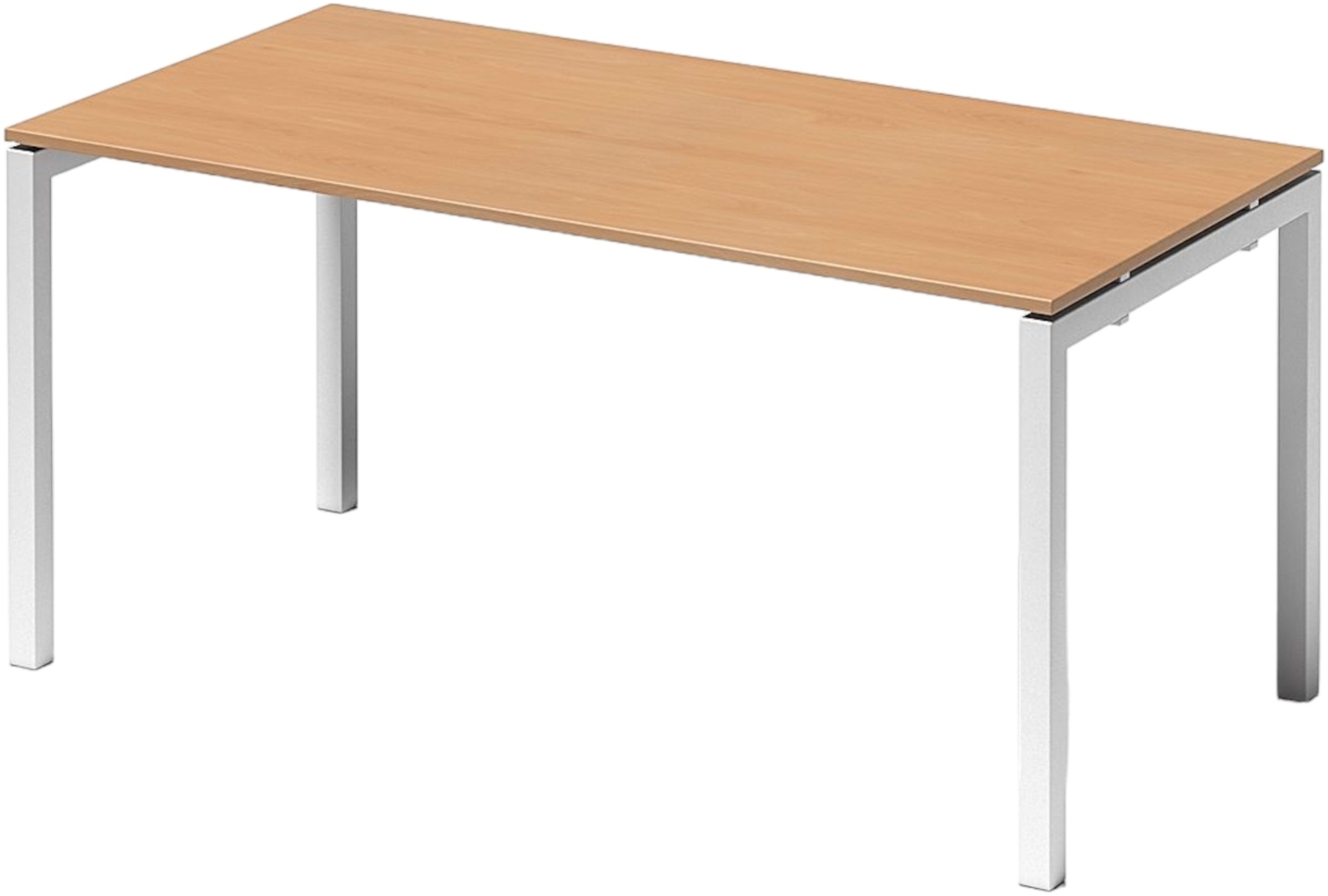 Bisley Cito Schreibtisch 160x80 cm, Tischplatte in Buche, U-Gestell in Weiß - Bürotisch & Computertisch, PC Tisch für's Büro, Arbeitshöhe: 74 cm, DUF1608-BC-396 Bild 1