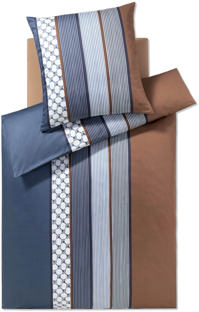 JOOP! Bettwäsche Cornflower Stripes Deep Ocean 4069 28 Mako Satin 240 x 220 + 2x 80 x 80 cm Bild 1