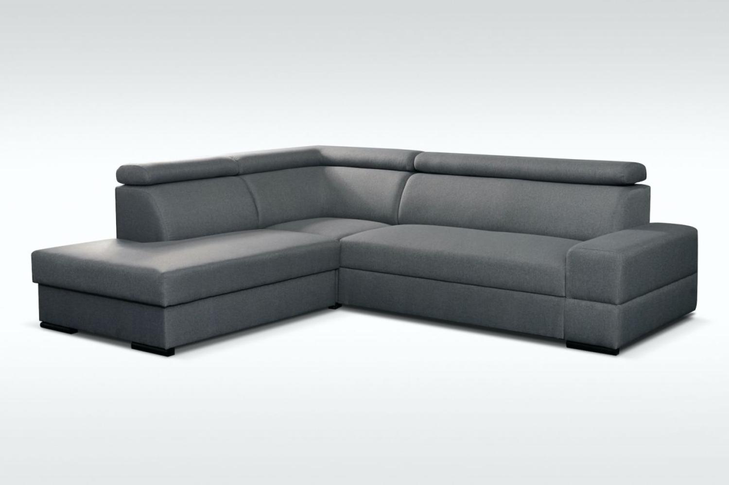 Ecksofa Sofa LETO mit Schlaffunktion Dunkelgrau Ottomane Links Bild 1