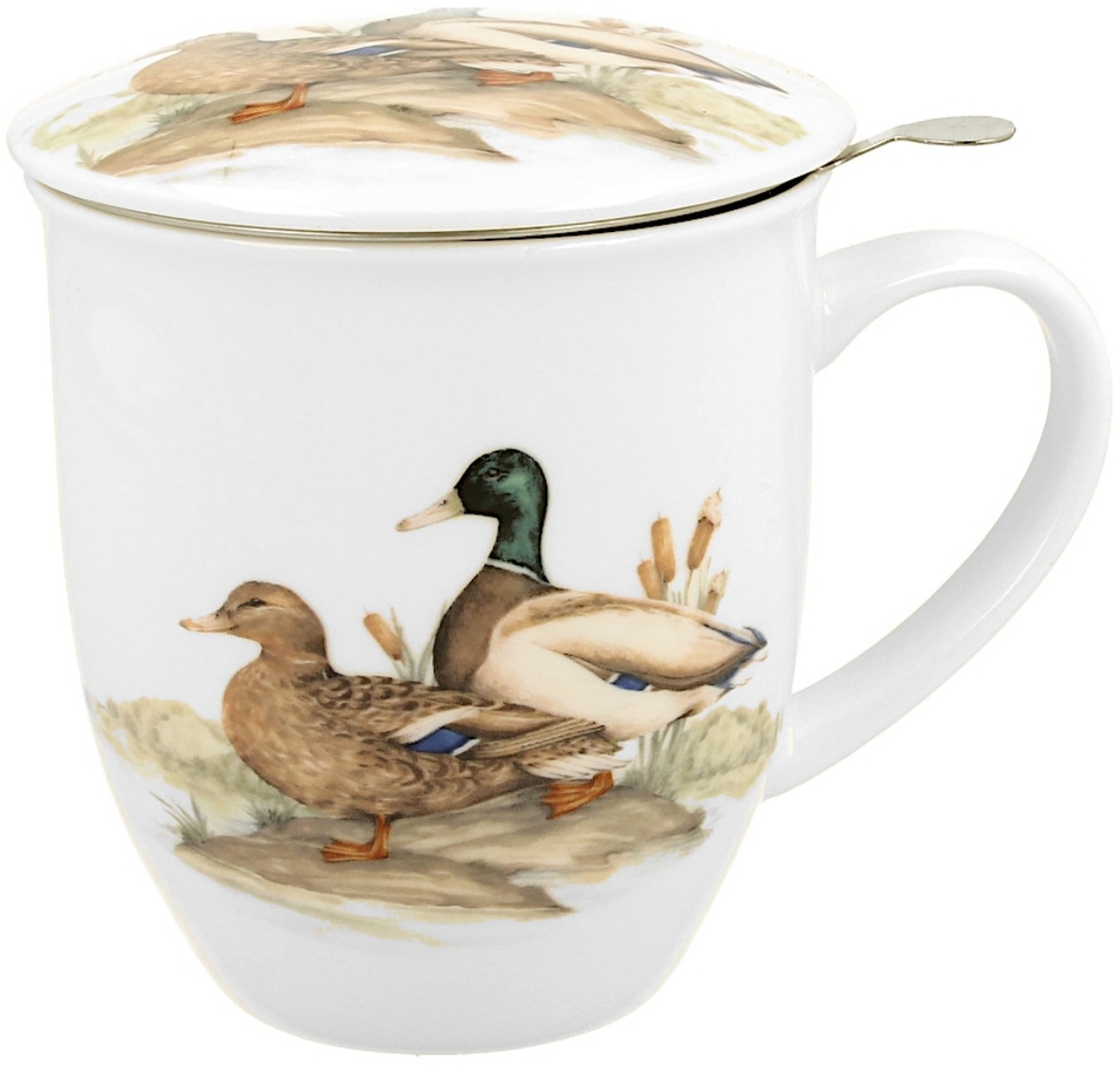 DUO World of Birds 400 ml Becher mit Teesieb WILD DUCK New Bone China Porzellan Bild 1