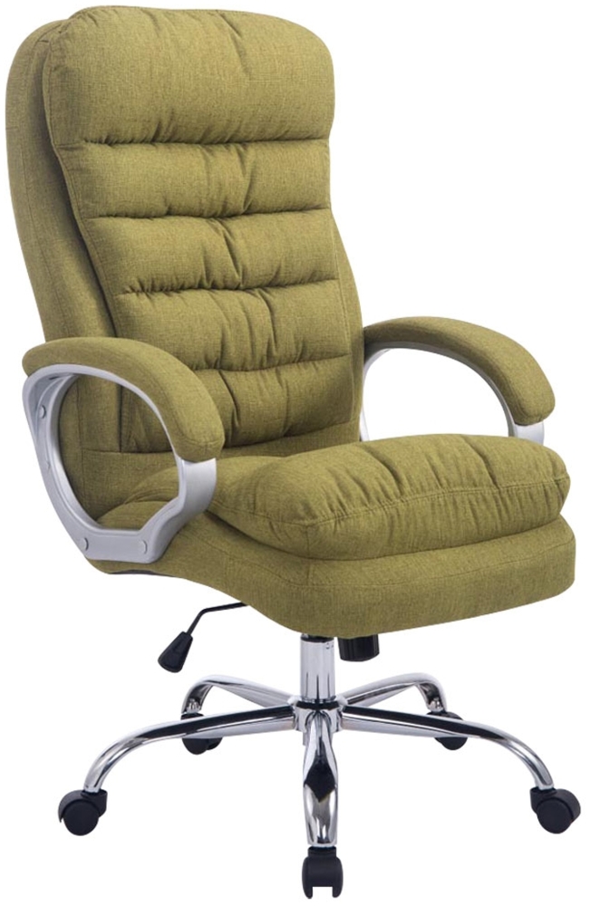 DELUKE® Bürostuhl SOUK Stoff - 116 x 68 x 77, Grün Stoff Metall in Chromoptik Gestell ergonomische Bürostühle Homeoffice Stuhl mit Rollen Bild 1